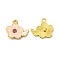 Rack Plating Alloy Enamel Pendants, with Rhinestone, Sakura with Wing Charm, Golden, Pink, 18x19.5x3mm, Hole: 2mm