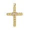 Brass Micro Pave Clear Cubic Zirconia Pendants, Cadmium Free & Nickel Free & Lead Free, Real 18K Gold Plated, Cross, Eye, 36x26~26.5x3~4mm, Hole: 4x3.5mm