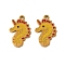 304 Stainless Steel Enamel Charms, Ion Plating(IP), Ocean Theme, Golden, Sea Horse, 14.5x9.5x1.5mm, Hole: 1.2mm