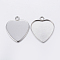 Tarnish Resistant 201 Stainless Steel Pendant Cabochon Settings, Plain Edge Bezel Cups, Heart, Stainless Steel Color, Tray: 20x20mm, 24x21x1.5mm, Hole: 2.5mm
