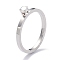 304 Stainless Steel Finger Rings, Crystal Rhinestone Solitaire Ring, Stainless Steel Color, US Size 6~8(16.5~18.1mm)