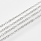 Iron Cable Chains, Soldered, with Spool, Flat Oval, Platinum, 2x1.5x0.3mm, about 100yard/roll