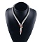 Alloy Popcorn Chain Necklaces, Colorful Rhinestone Magnetic Snake Necklace, Platinum, 22.05 inch(56cm)
