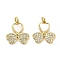 Brass Micro Pave Clear Cubic Zirconia Pendants, Cadmium Free & Lead Free, with Shell, Jump Rings, Real 18K Gold Plated, Heart, 13x13x2.5mm, Hole: 2.5mm