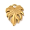 304 Stainless Steel Pendants, Leaf Charm, Real 18K Gold Plated, 19.5x15x2.5mm, Hole: 2.5mm