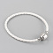 Imitation Leather European Style Bracelet Making, with Brass Clasps, White, 7-5/8 inch(195mm)x3mm
