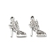 Alloy Crystal Pendants, with Rhinestone, Butterfly High-Heeled Shoes, Platinum, 20x16.5x3mm, Hole: 1.8mm