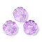 Transparent Glass Beads, Flowers, Baking Paint, Medium Orchid, 14x14.5x5.5~6mm, Hole: 1.2mm