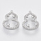 Brass Micro Pave Clear Cubic Zirconia Charms, Nickel Free, Gourd/Calabash, Platinum, 13.5x10.5x3mm, Hole: 0.5mm
