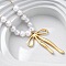 304 Stainless Steel & ABS Imitation Pearl Beaded Bowknot Pendant Necklaces, White, Ion Plating(IP), Real 18K Gold Plated, 16.34 inch(41.5cm)