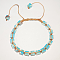 Adjustable Unisex Synthetic Imperial Jasper Cube Braided Bead Bracelets, Pale Turquoise