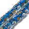 Handmade Gold Foil and Silver Foil Lampwork Beads, Square, Cornflower Blue, 10x10x5.5mm, Hole: 1.2mm