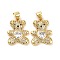 Brass Micro Pave Cubic Zirconia Pendants, Real 18K Gold Plated, Lead Free & Cadmium Free, Bear with Heart, White, 19.5x14.5x4mm, Hole: 4x3.5mm