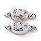 925 Sterling Silver Bayonet Clasps, with Cubic Zirconia, Oval, Thailand Sterling Silver Plated, 7.5x17x4.5mm, Hole: 2mm