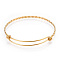 Ion Plating(IP) Adjustable 304 Stainless Steel Expandable Bangle Making, Real 18K Gold Plated, 65mm