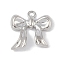 Brass Pendants, Bowknot, Platinum, 14x14x2.5mm, Hole: 1mm