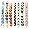 Rack Plating Brass Enamel Evil Eye Connector Charms, Flat Round Beaded Links, Long-Lasting Plated, Cadmium Free & Lead Free, Real 18K Gold Plated, Mixed Color, 38.5x4x6.5mm, Hole: 1.2mm