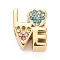 304 Stainless Steel European Beads, with Colorful Rhinestone, Large Hole Beads, Word Love, Golden, 12.5x11x7.5mm, Hole: 5mm