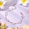 Brass Cable Chains Beads Bracelets for Women, Plum, with Electroplate Glass Beads & 304 Stainless Steel Findings, Clear, 7 inch(17.7cm)