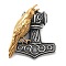 304 Stainless Steel Pendants, Thor's Hammer with Crow Charm, Ion Plating(IP), Antique Silver & Golden, 43x37.5x13.5mm, Hole: 4mm