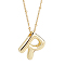 1pc Brass Chain with Alloy Letter Pendants Necklaces, Lead Free & Nickel Free & Cadmium Free, Golden, Letter R, 17.99~18.23 inch(45.7~46.3cm), pendants: 20~22.5x13~23mm