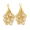 Brass Micro Pave Clear Cubic Zirconia Pendants, Cadmium Free & Nickel Free & Lead Free, Firework , Light Gold, 30x15.5x7mm, Hole: 2.5mm