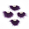 Faux Mink Fur Tassel Pendant Decorations, with Rhinestone and Alloy Findings, Fan, Golden, Purple, 24~28x29~34x8mm, Hole: 1.5mm