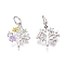 Brass Charms, with Micro Pave Cubic Zirconia, Enamel and Jump Rings, Flower, Colorful, Platinum, 13x12x2.5mm, Hole: 3.5mm