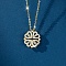 Clover 304 Stainless Steel Rhinestone Pendant Necklaces for Women, Golden, 16.34 inch(41.5cm)