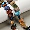 Natural & Synthetic Mixed Gemstone Beads Strands, Zuni Bear, Mixed Dyed and Undyed, 10~13x14~19x4~6mm, Hole: 0.8mm, about 33~34pcs/strand, 14.76''(37.5cm)