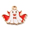 Alloy Enamel Pendants, Halloween Theme, Light Gold, Ghost, 15x19x1.5mm, Hole: 1.4mm