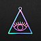Ion Plating(IP) 201 Stainless Steel Pendants, Laser Cut, Hollow, Triangle with Eye, Rainbow Color, 30x26.5x1mm, Hole: 2mm