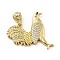 Brass Micro Pave Cubic Zirconia Pendants, Long-Lasting Plated, Cadmium Free & Lead Free, Real 18K Gold Plated, Rooster, Clear, 27.5x30.5x4mm, Hole: 7.5x4.5mm