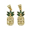 Brass Micro Pave Cubic Zirconia Pendants, Pineapple, Long-Lasting Plated, Cadmium Free & Lead Free, Rack Plating, Real 18K Gold Plated, 21x9.5x3.5mm, Hole: 3.3x4.5mm