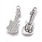 Tibetan Style Alloy Pendant, Guitar, Lead Free and Cadmium Free, Antique Silver, 31x11x2mm, Hole: 2mm