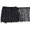 5M Paillette Tassel Polyester Ribbon Trim, Clothes Accessories, Black, 7-7/8 inch(200mm), about 5.47 Yards(5m)/Bag