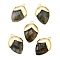 Natural Labradorite Pendants, with Golden Brass Finding, Straberry Shape Charms, Faceted, 25x17.5x7mm, Hole: 1.6mm