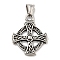 304 Stainless Steel Pendants, Flat Round with Cross, Antique Silver, 34x27x3mm, Hole: 5.5x6mm