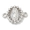 Rack Plating Brass Micro Pave Clear Cubic Zirconia Religion Virgin Mary Connector Charms, Long-Lasting Plated, Lead Free & Cadmium Free, Platinum, 12x16x2.8mm, Hole: 1.6mm