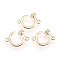 Brass Links, with Cubic Zirconia, Nickel Free, Clear, Real 18K Gold Plated, 13x9x2mm, Hole: 0.5mm