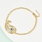 Brass Micro Pave Cubic Zirconia Link Bracelets, Rolo Chains Bracelets for Women, Teadrop, Lead Free & Cadmium Free, Long-Lasting Plated, Real 18K Gold Plated, 7-3/8 inch(18.8cm)