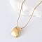 3Pcs European Stainless Steel Curved Rectangle Pendant Necklaces for Women, Golden, 15.75 inch(40cm)