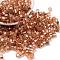 Glass Seed Beads, Silver Lined, Square, Dark Orange, 3~4x3x3mm, Hole: 1.2mm, about 6300pcs/pound