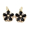 Brass Micro Pave Cubic Zirconia Charms, Cadmium Free & Nickel Free & Lead Free, with Jump Ring, Flower, Real 18K Gold Plated, Black, 13x12x3mm, Hole: 3mm