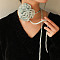 Flower Pattern Fabric Rose Tie Choker Necklaces for Women, Adjustable Jewelry for Birthday Wedding Party, Light Blue, 56.69~56.89inch(144~144.5cm), 6mm