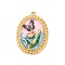 304 Stainless Steel Enamel Pendants, with Resin and ABS Imitation Pearl Finding, Ion Plating(IP), Real 18K Gold Plated, Flower & Butterfly, Oval, 29.5x20.5x4.5mm, Hole: 1.6mm