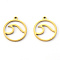 PVD Vacuum Plating 201 Stainless Steel Pendants, Laser Cut, Round Ring with Wave, Real 18K Gold Plated, 17x15x1mm, Hole: 1mm