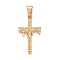 Easter 304 Stainless Steel Pendants, with Crystal Rhinestone, Crucifix Cross, Golden, 46x26x6mm, Hole: 6.5x11.5mm
