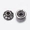 Brass Micro Pave Cubic Zirconia Bead Cap, Cadmium Free & Lead Free, Apetalous, Gunmetal, 8x3.5mm, Hole: 2.5mm