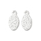 Brass Charms, Oval Charms, 925 Sterling Silver Plated, 9x4x0.6mm, Hole: 1mm